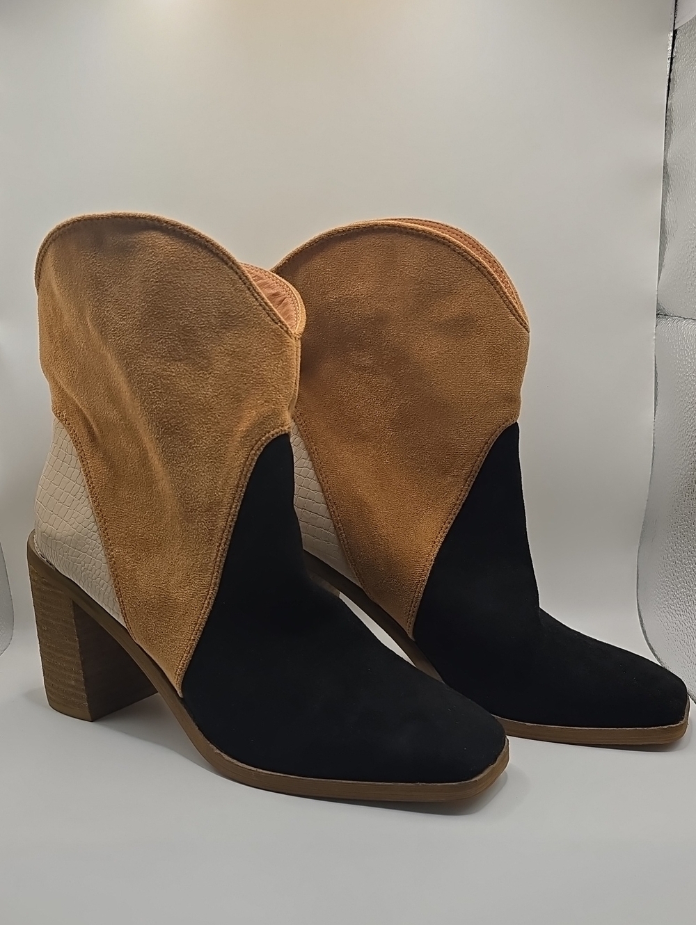 Ccocci Kendall Colorblock Ankle Boots - Black/Camel/Taupe